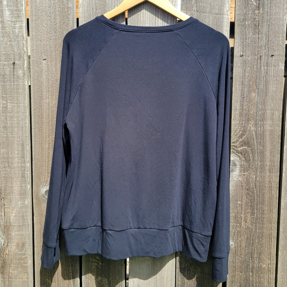 Cozy Earth Bamboo Pullover Sweatshirt Black Crew Neck Raglan Sleeve Women Large